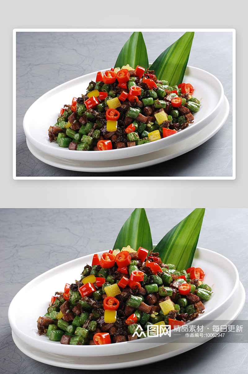 橄榄菜四季豆美食高清摄影图素材