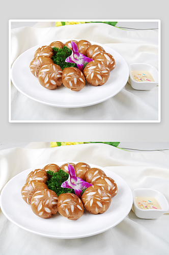 奶油花菇馒头美食高清摄影图