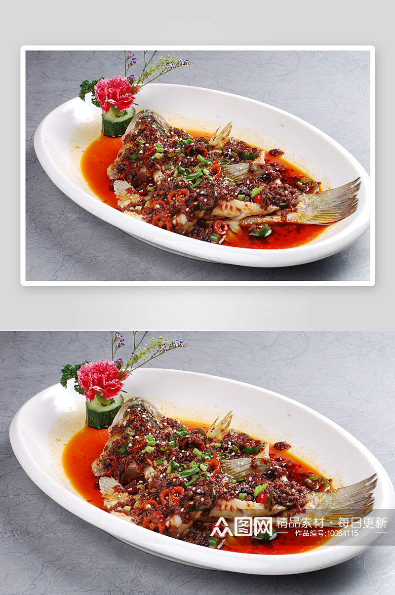鲜椒鲈鱼时价豉香味美食高清摄影图素材