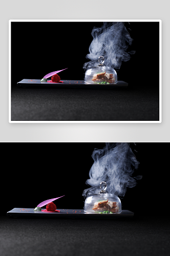 分子菜玫瑰烟熏兔肉美食高清摄影图