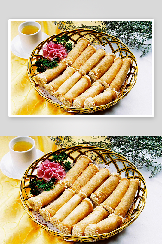 芝麻香芋卷美食高清摄影图