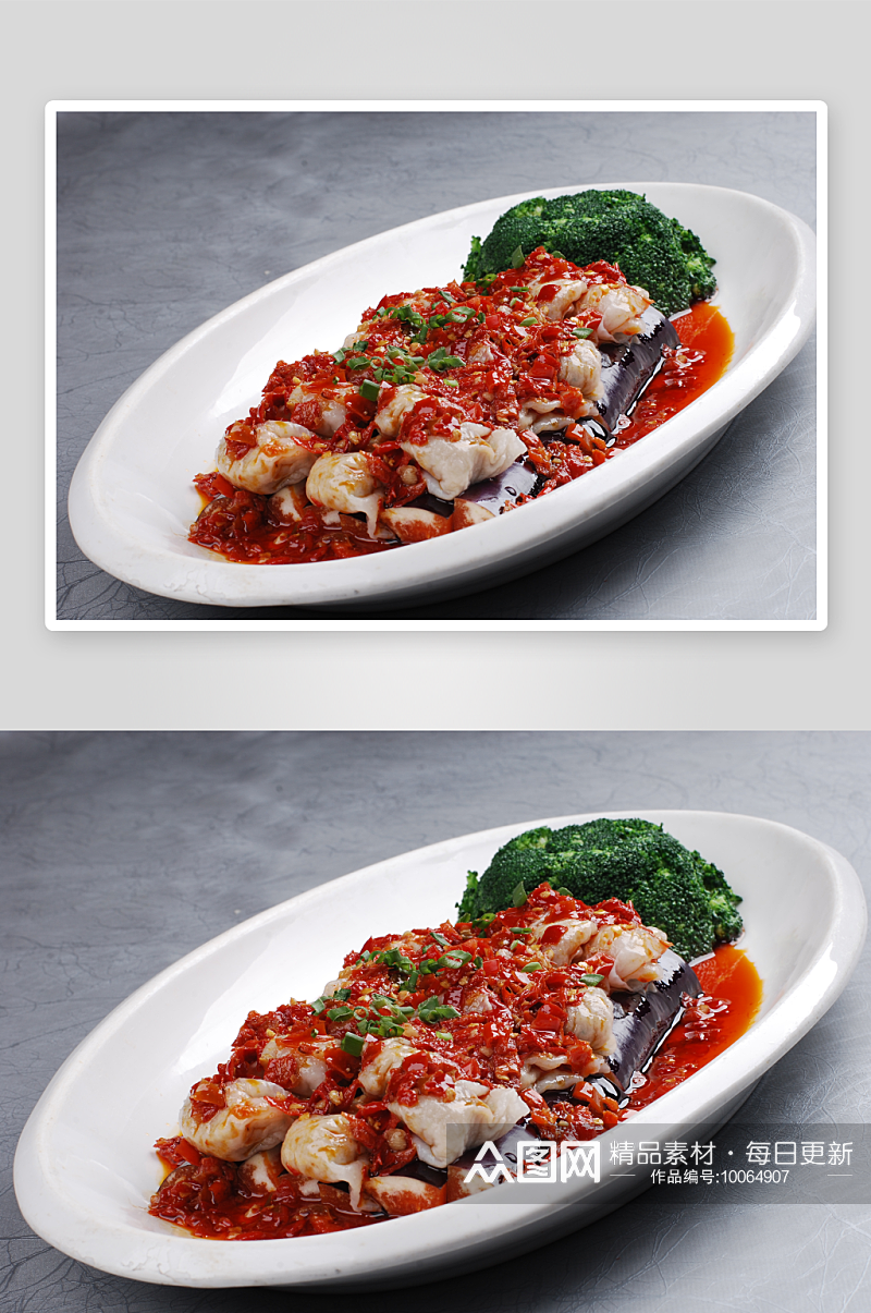 剁椒蒸虾燕剁椒味美食高清摄影图素材