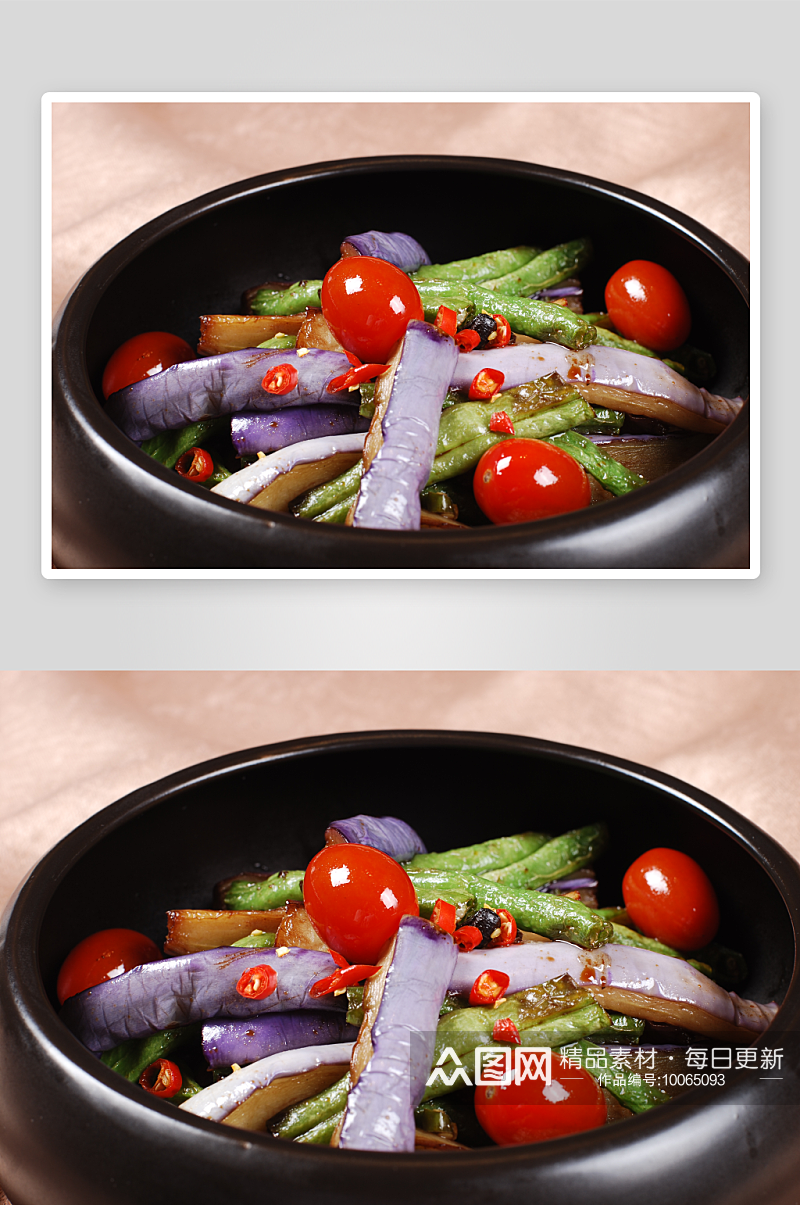 长豆角烧茄子美食高清摄影图素材