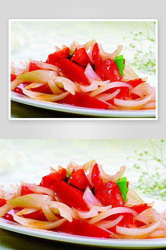 洋葱炒西红柿美食高清摄影图