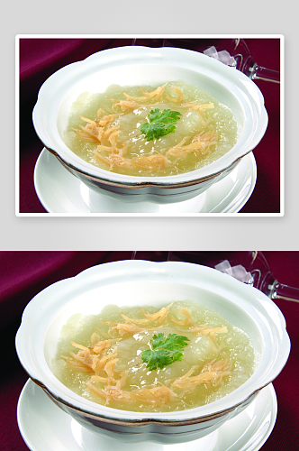 冬茸烩雪蛤元份美食高清摄影图