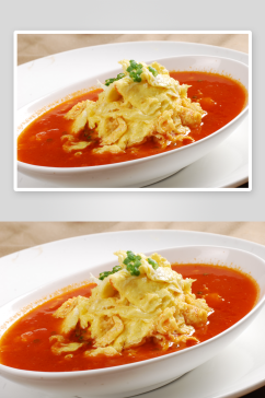 西红柿煮鸡蛋美食高清摄影图