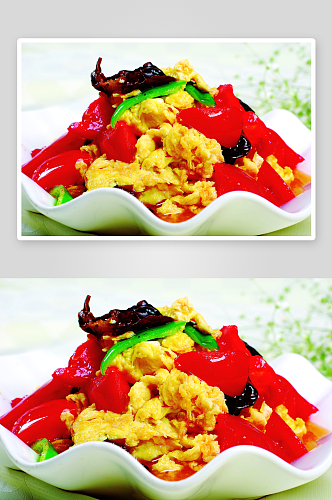 西红柿炒鸡蛋元份美食高清摄影图
