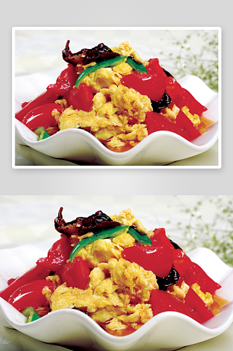 西红柿炒鸡蛋美食高清摄影图