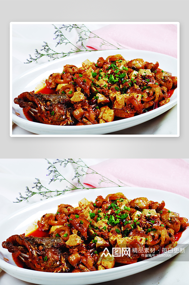 麻坝豆腐煮桂鱼美食高清摄影图素材