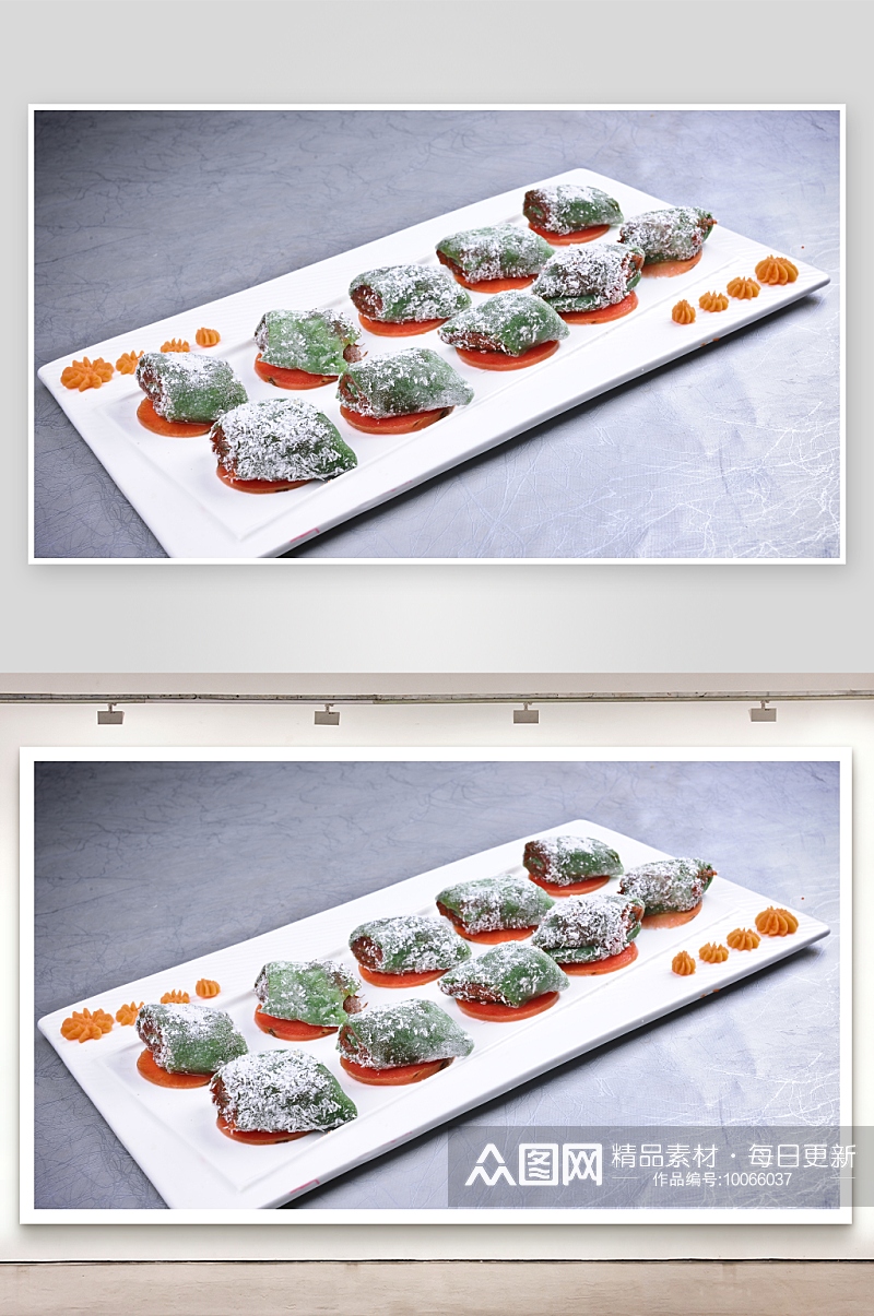 绿茶椰蓉山楂卷美食高清摄影图素材