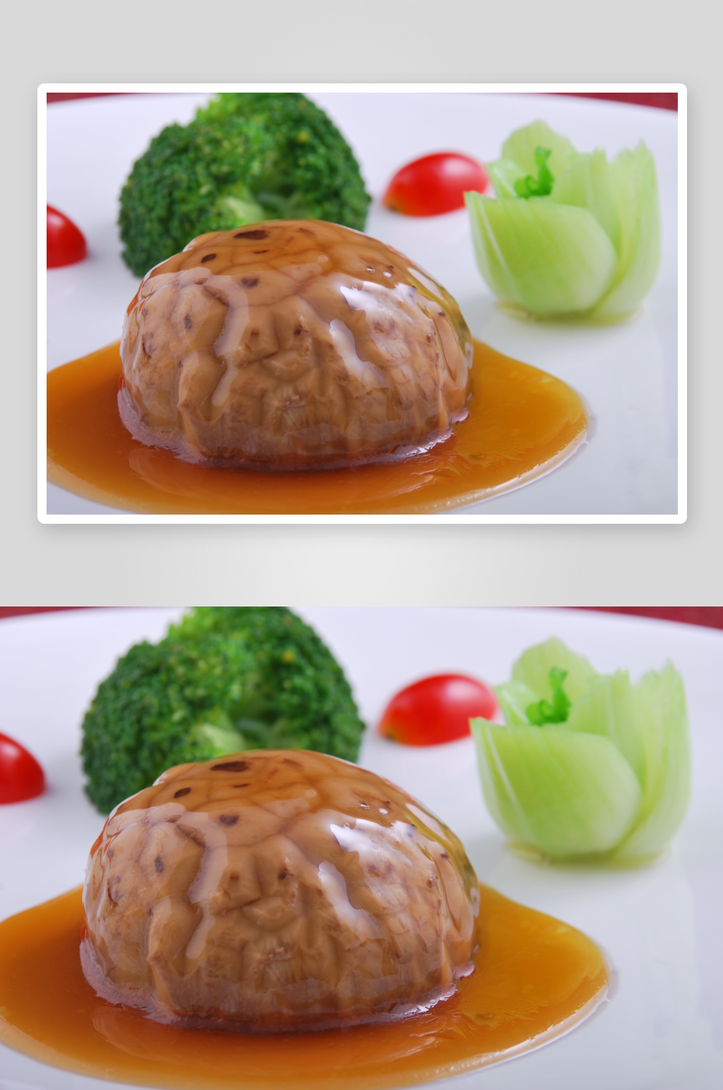 粤鲍汁扣花菇美食高清摄影图素材