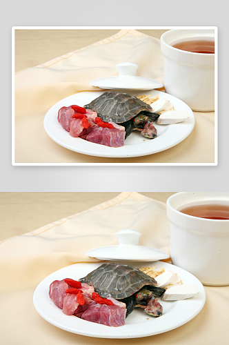 土茯苓炖长寿龟元位美食高清摄影图