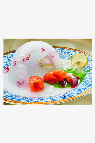 三文鱼北极贝刺身美食高清摄影图