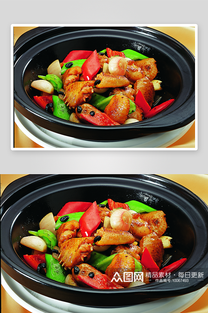 红葱豆豉鸡煲元例美食高清摄影图素材