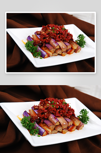 肉酱辣茄条元份美食高清摄影图