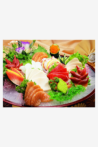日式刺身拼盘美食高清摄影图