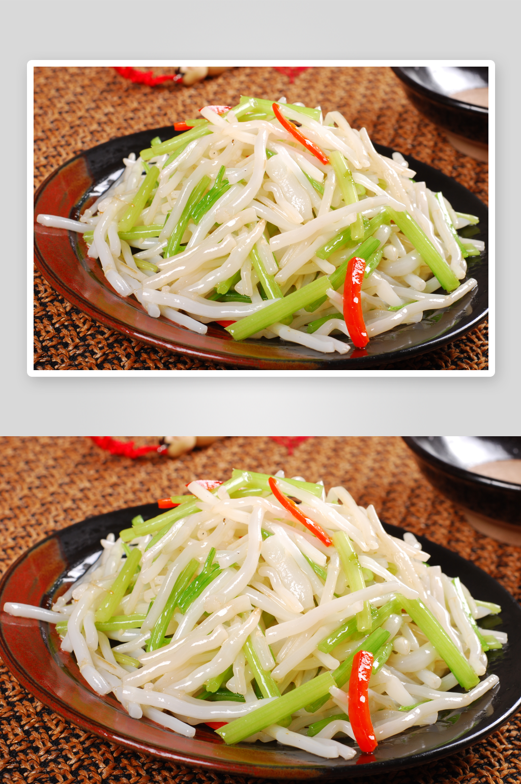 清炒毛草根元美食高清摄影图素材