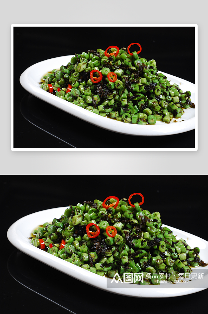 榄菜肉碎炒豆角美食高清摄影图素材