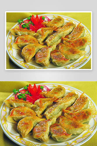 香煎韭菜饺美食高清摄影图