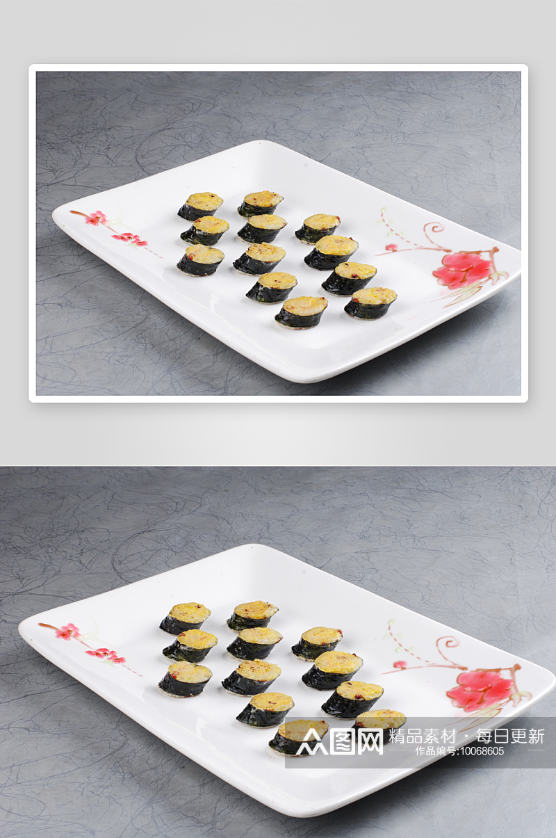 香煎海苔糯米卷打美食高清摄影图素材