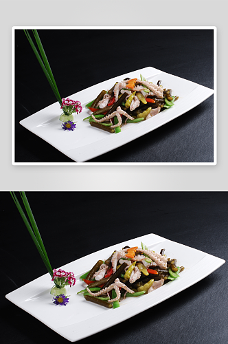 海笋炒八带美食高清摄影图