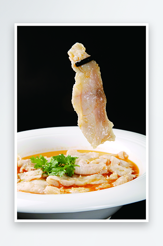 海派酸汤鲜鱼片美食高清摄影图