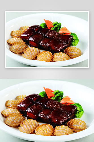 鲍鱼红烧肉美食高清摄影图