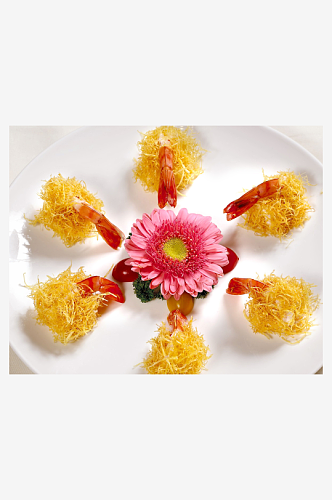 金丝沙律虾美食高清摄影图