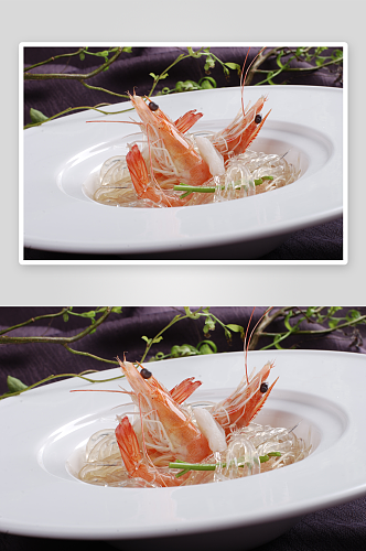 鲜虾蟹肉干捞海虎翅美食高清摄影图