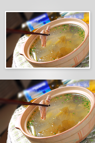 汤豆瓣猪肚汤老火炖汤摄影图