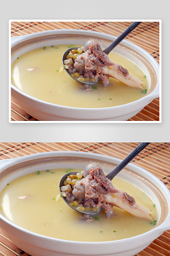 汤棒子骨豆汤老火炖汤摄影图