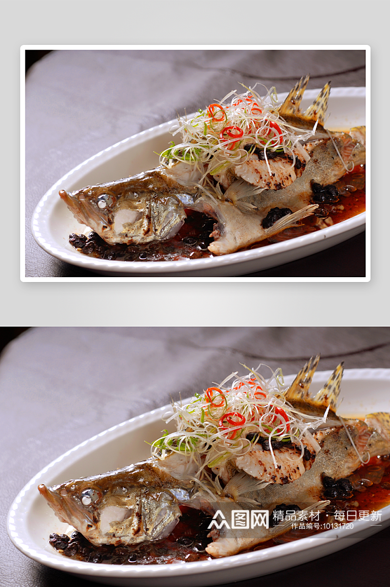 蒸秘制鼓椒桂鱼美食高清摄影图素材