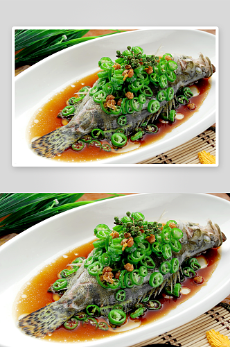 鲜椒桂鱼清蒸双椒豉汁美食高清摄影图
