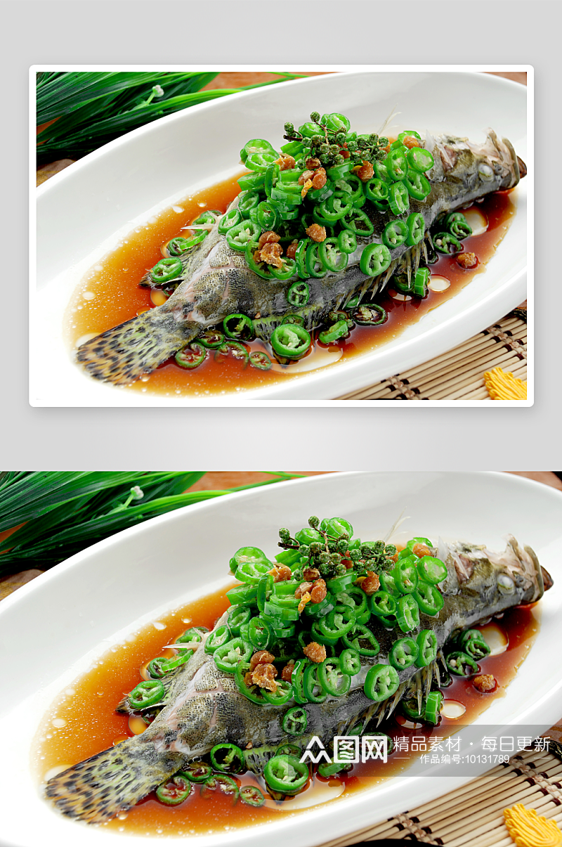 鲜椒桂鱼清蒸双椒豉汁美食高清摄影图素材