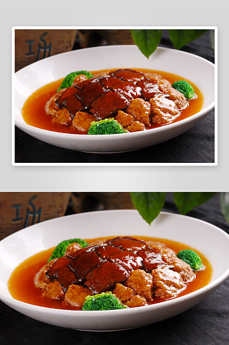 蒸菜烧汁坛子肉美食高清摄影图