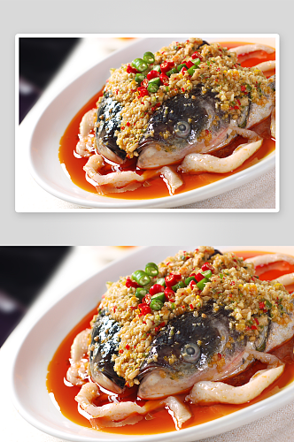 蒸菜剁椒鱼头美食高清摄影图