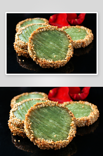 精品主食绿茶佛饼美食高清摄影图