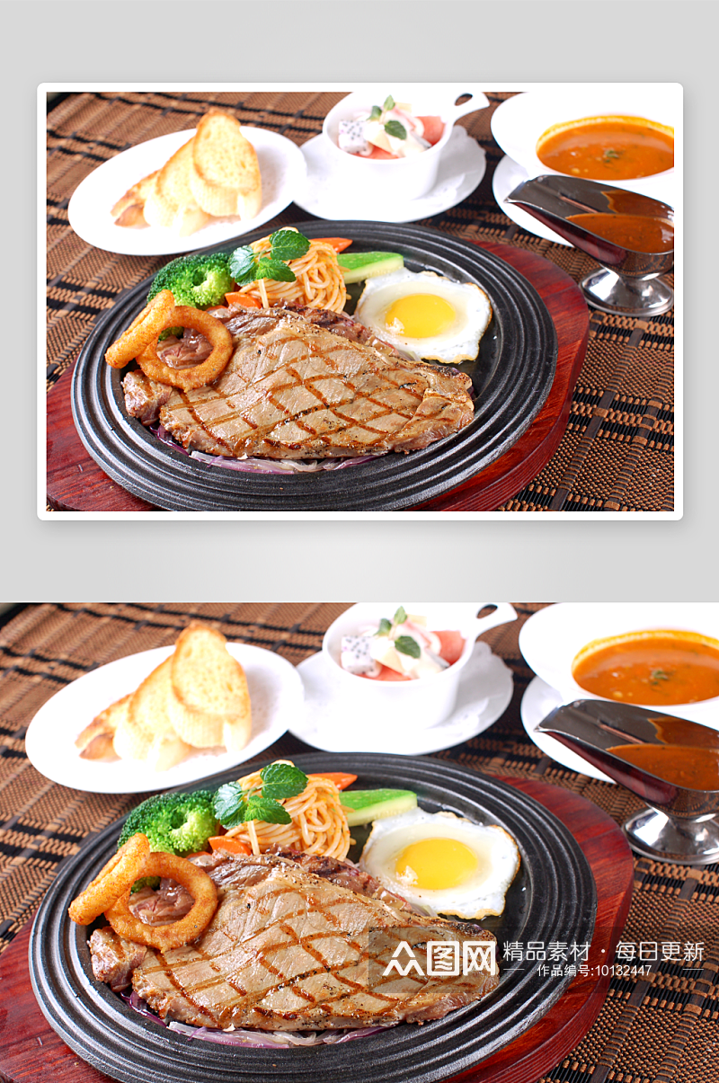 铁板铁板西冷牛排套餐美食高清摄影图素材