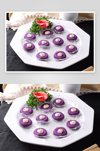 小吃紫薯饼美食高清摄影图