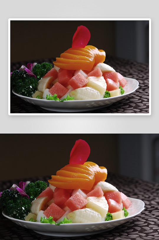沙拉类水果沙拉美食高清摄影图