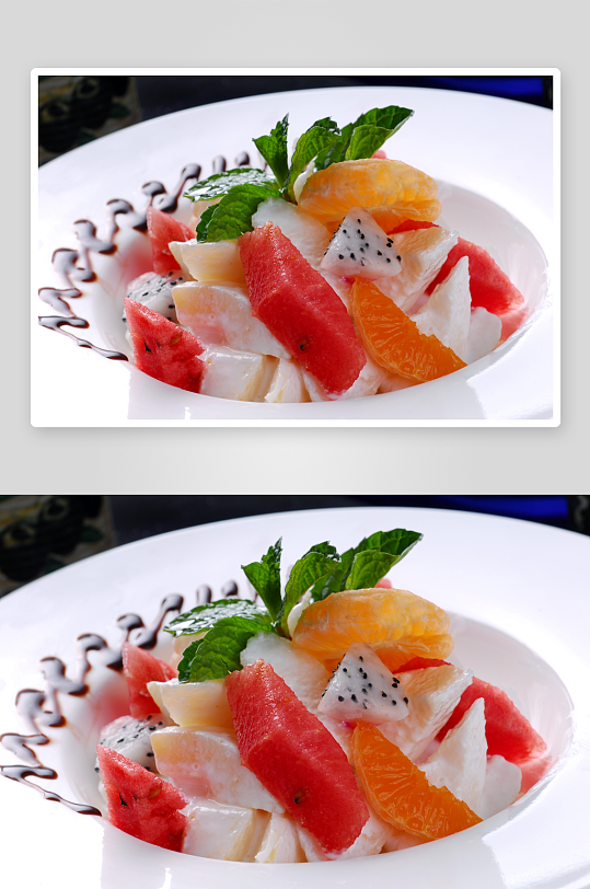 沙拉季节夏令水果沙拉美食高清摄影图