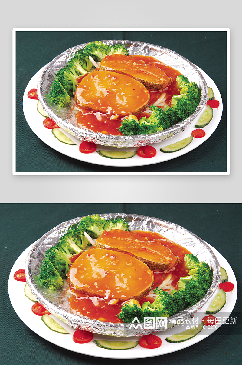 铁板日式烧鳕鱼美食高清摄影图素材