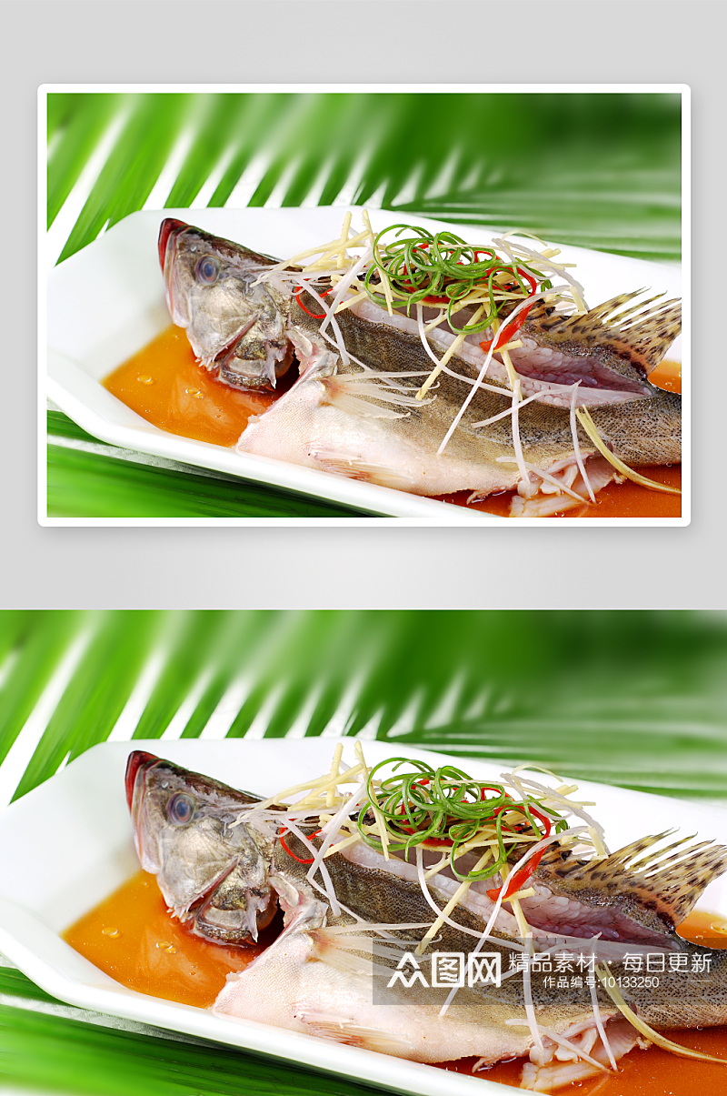 热清蒸桂鱼美食高清摄影图素材