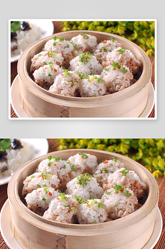 热糯米蒸排骨美食高清摄影图