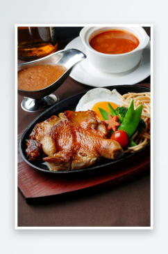 铁板非洲鸡扒套餐美食高清摄影图