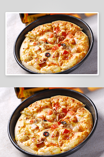 披萨海鲜披萨美食高清摄影图