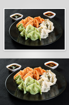 小吃三色水饺美食高清摄影图