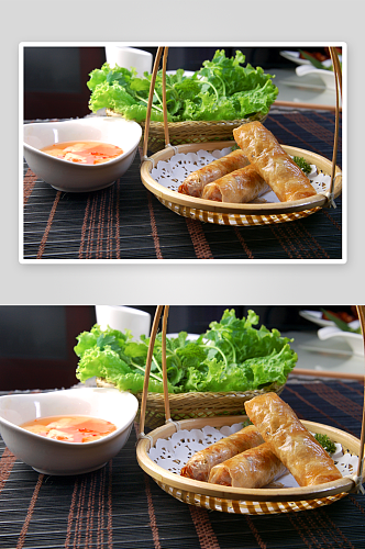 特色小吃越南春卷美食高清摄影图