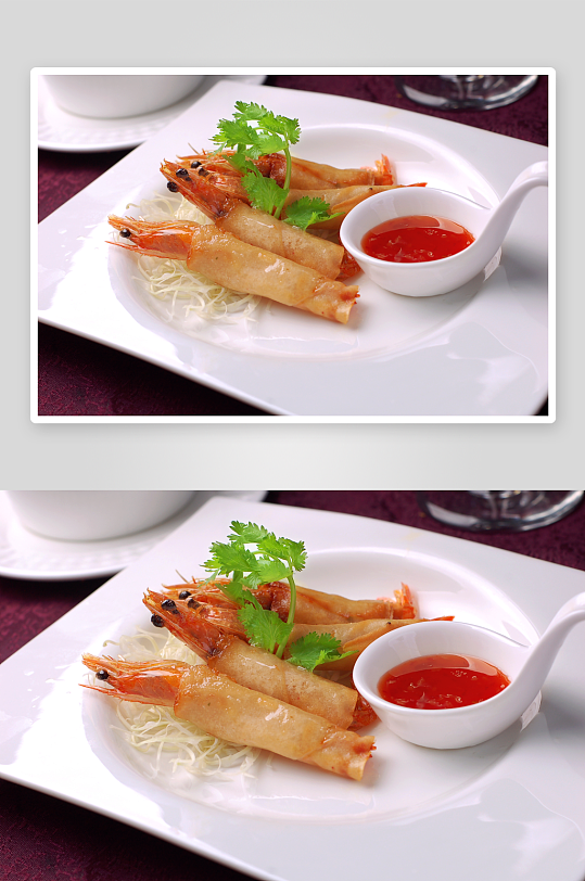 小吃南洋炸虾卷美食高清摄影图