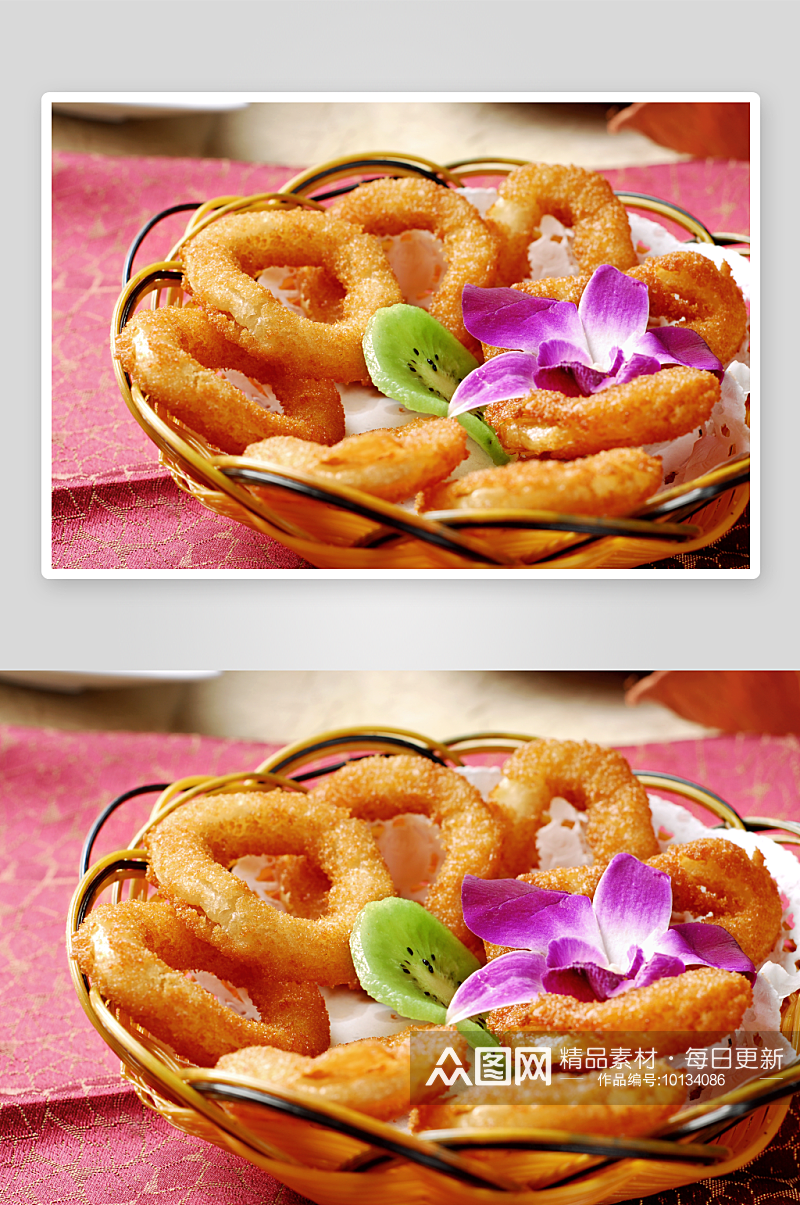 阿伦西亚美味小食炸洋葱圈美食高清摄影图素材